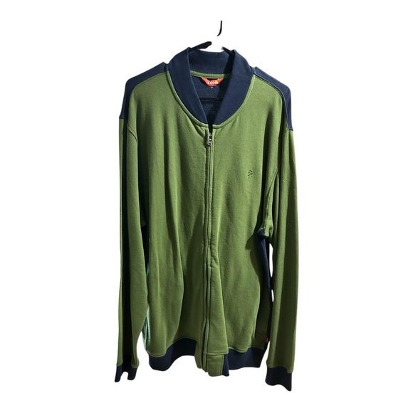 Izod Green and Blue Zip Up Sweater Sporty Design - Picture 2 of 9